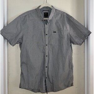 RVCA Men's Reg Fit Black and White Button-Up Short-Sleeved Shirt XL